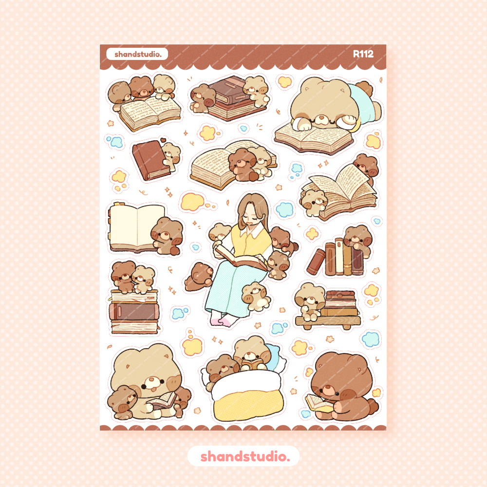 Sleepover Bear Stories Themed Sticker Sheet