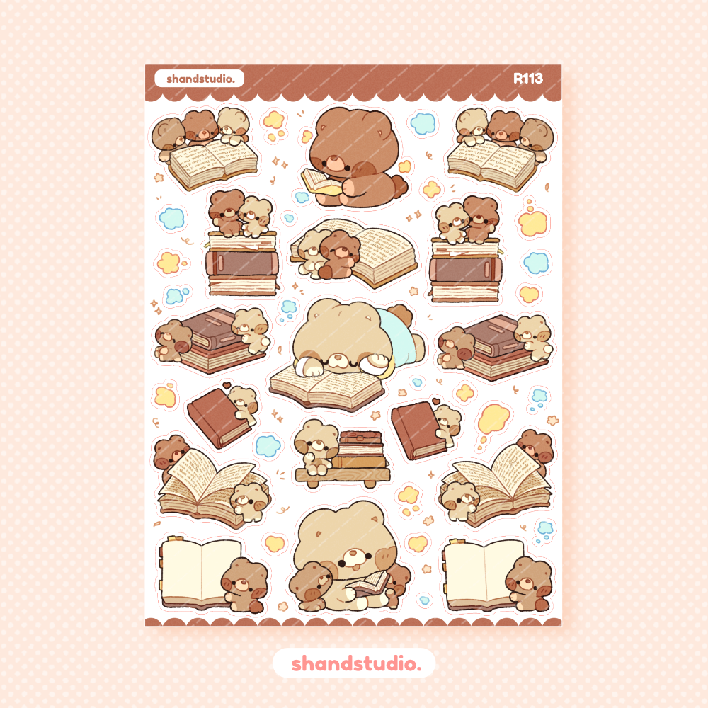 Sleepover Bear Stories Themed Sticker Sheet