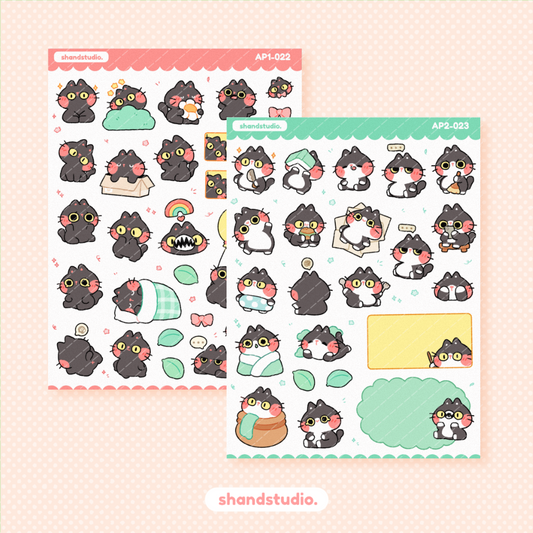 Anxious Black Cat Planner Sticker Sheet