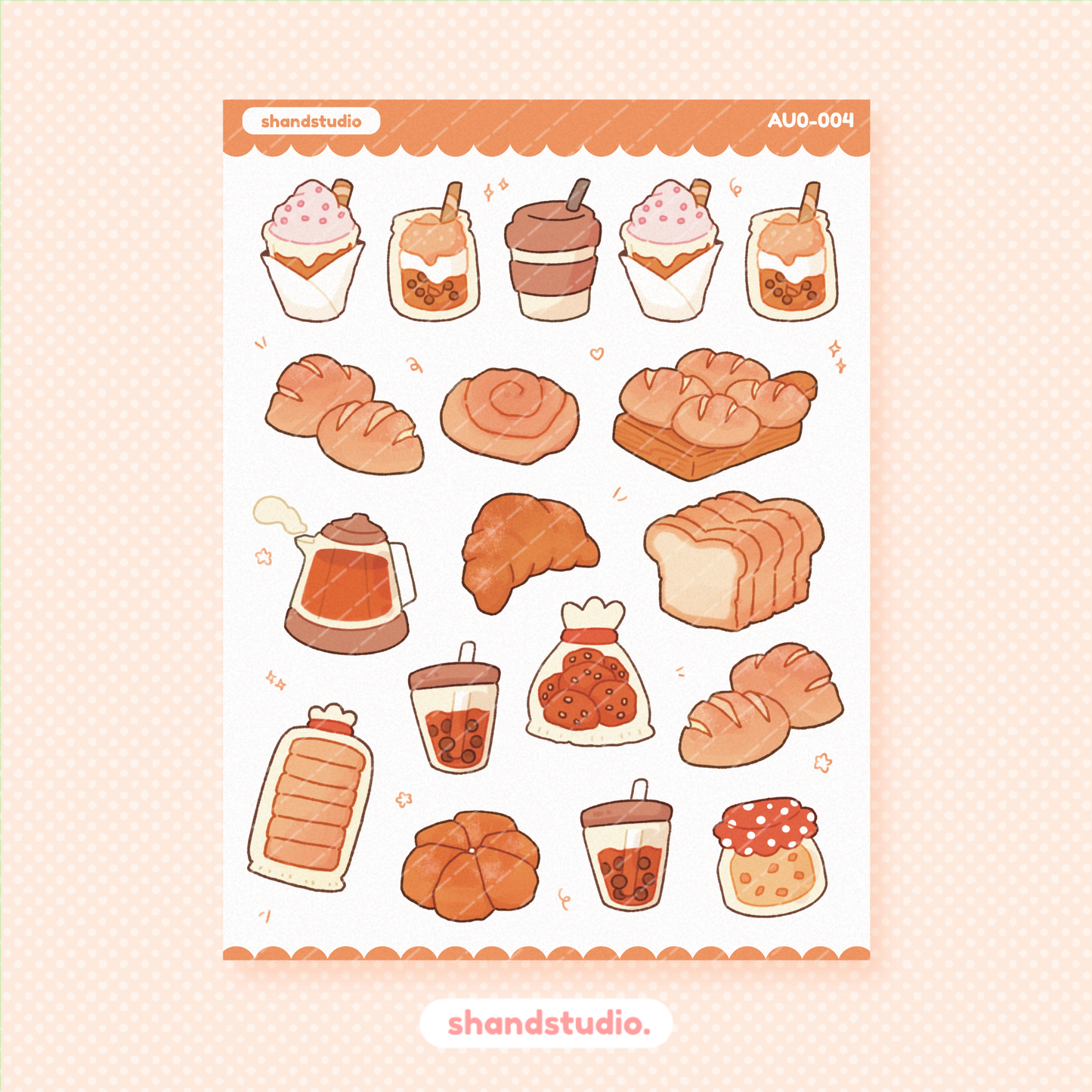 Cat and Dog Cafe Cute Pastries Sticker Sheet