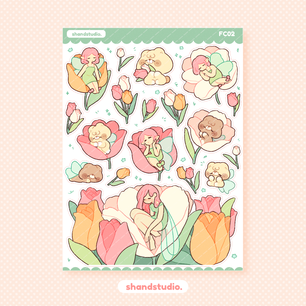 Sleepy Tulip Fairy Bears Sticker Sheet