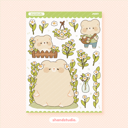 Chonky Bear Daisy Sticker Sheet