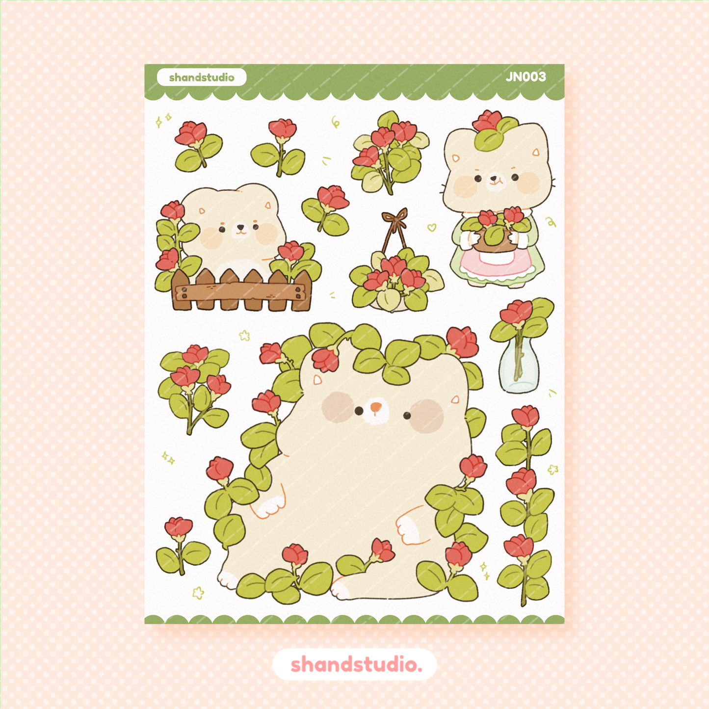 Chonky Bear Rose Sticker Sheet