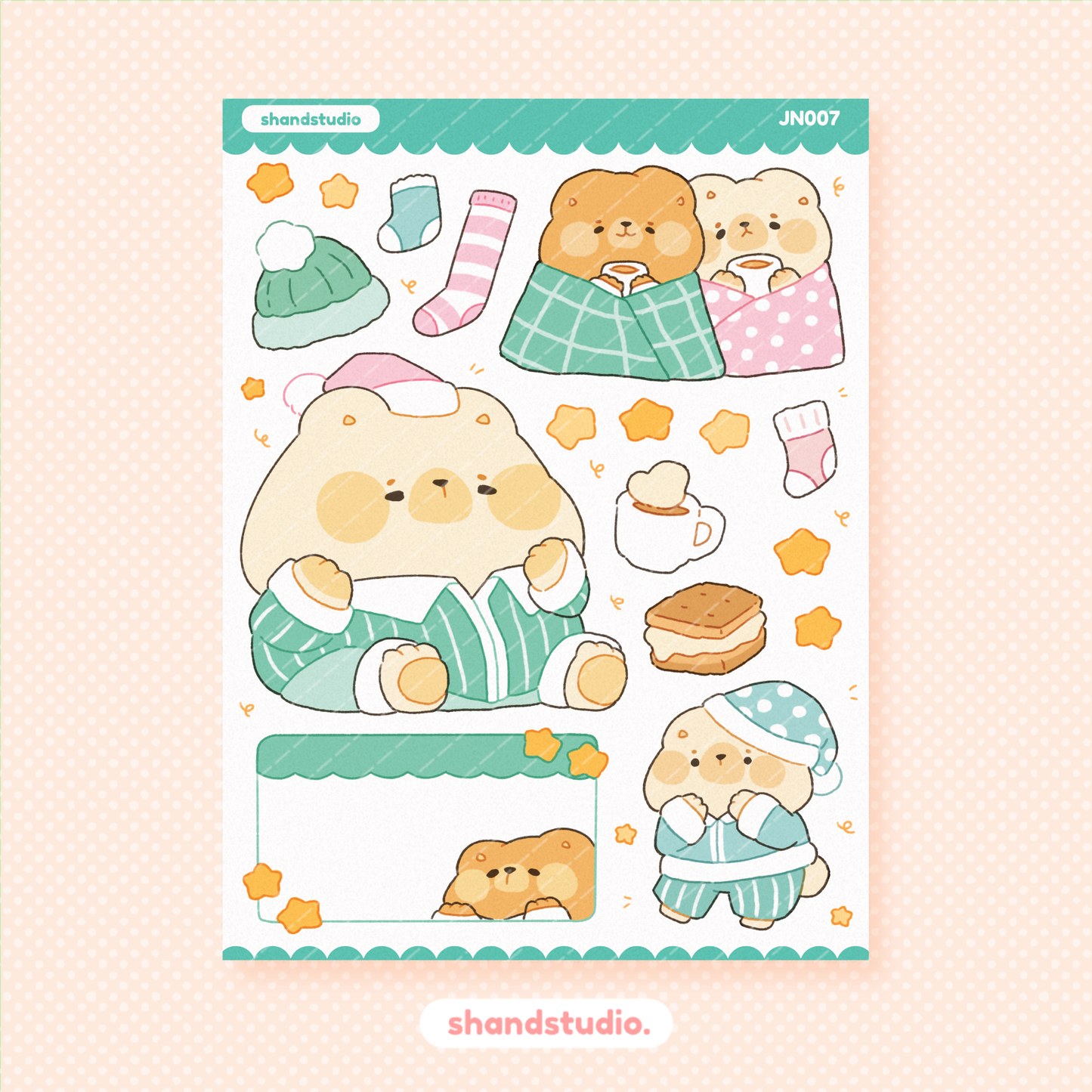 Sleepy Bear Sticker Sheet