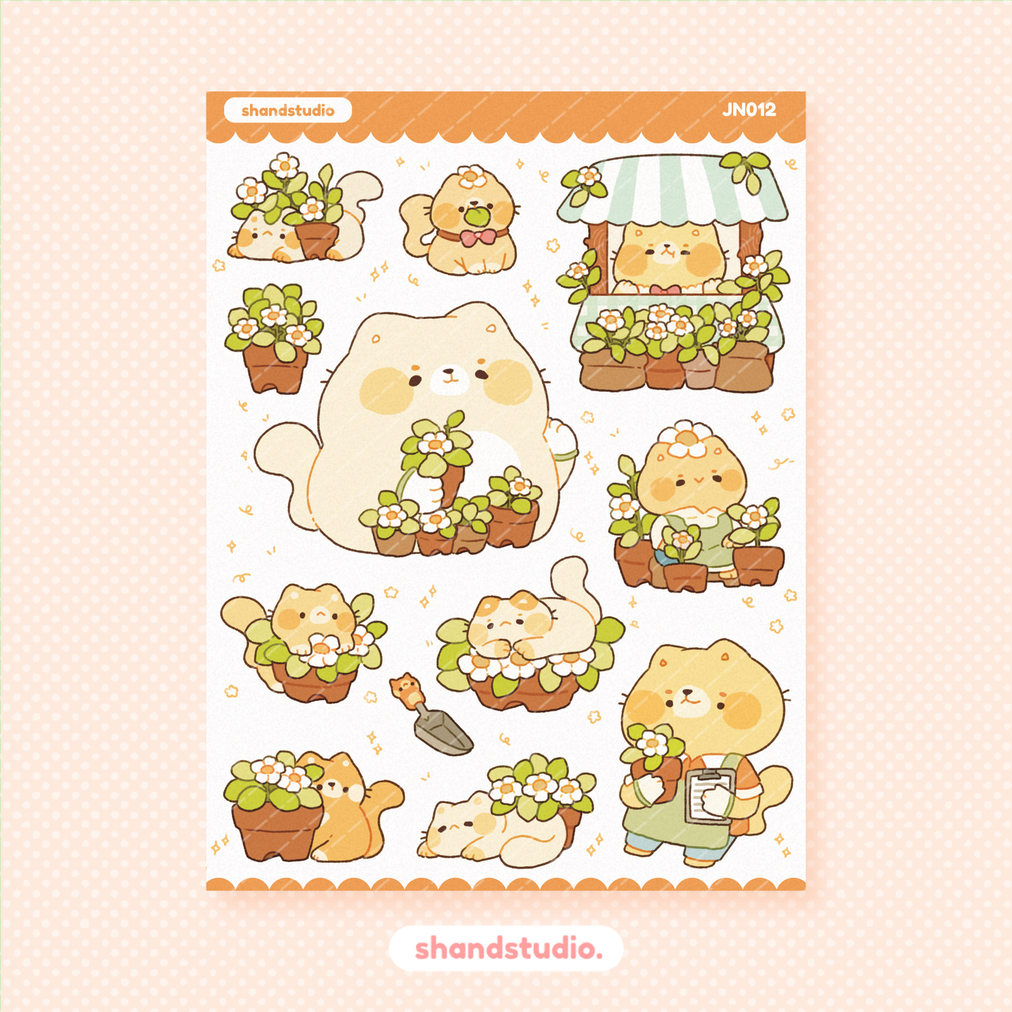 Daisy Plants and Cats Sticker Sheet