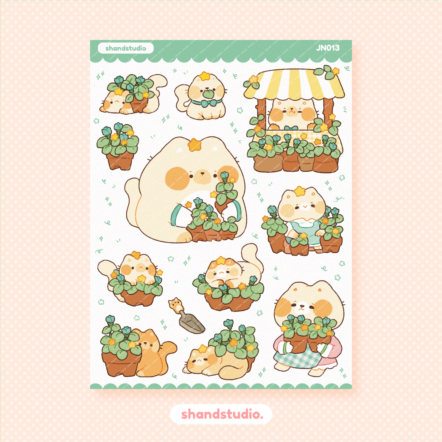 Tulips and Stars Plants and Cats Sticker Sheet