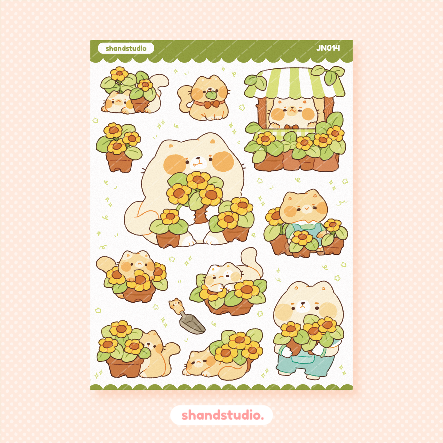 Sunflower Plants and Cats Sticker Sheet