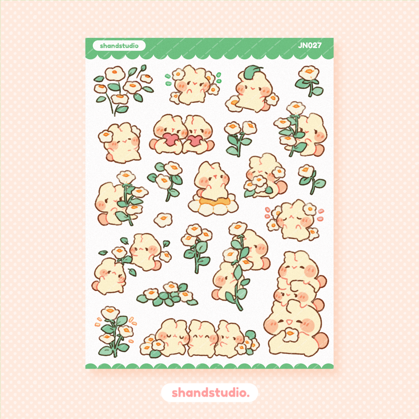 Flowers and Bunnies Mini Sticker Sheet