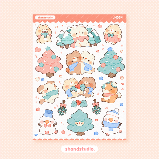 Winter Holiday Friends Sticker Sheet