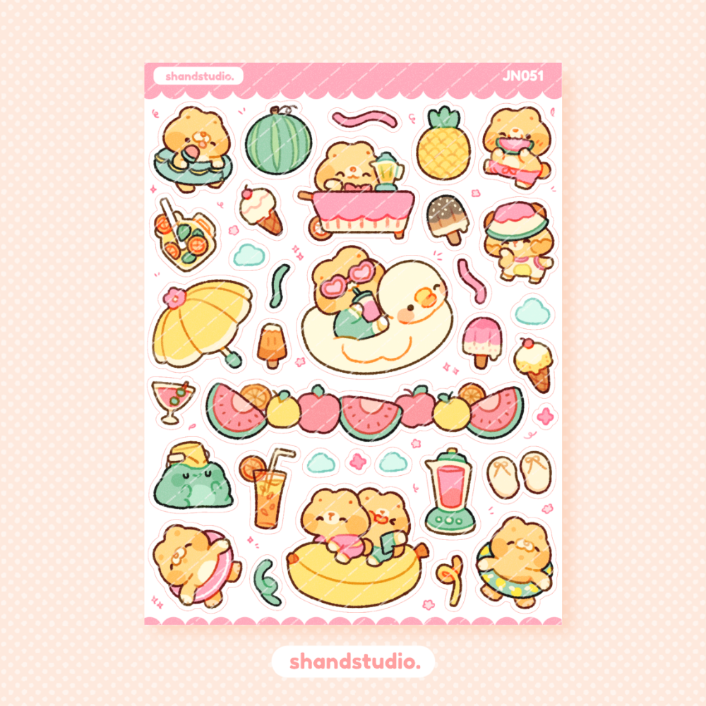 Beary Summer Mini Sticker Sheet