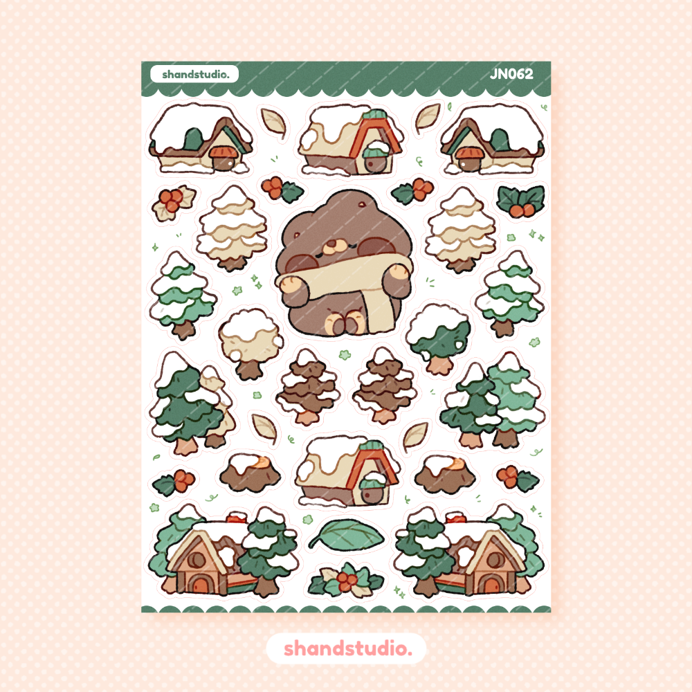 The Snowy Barn Mini Sticker Sheet