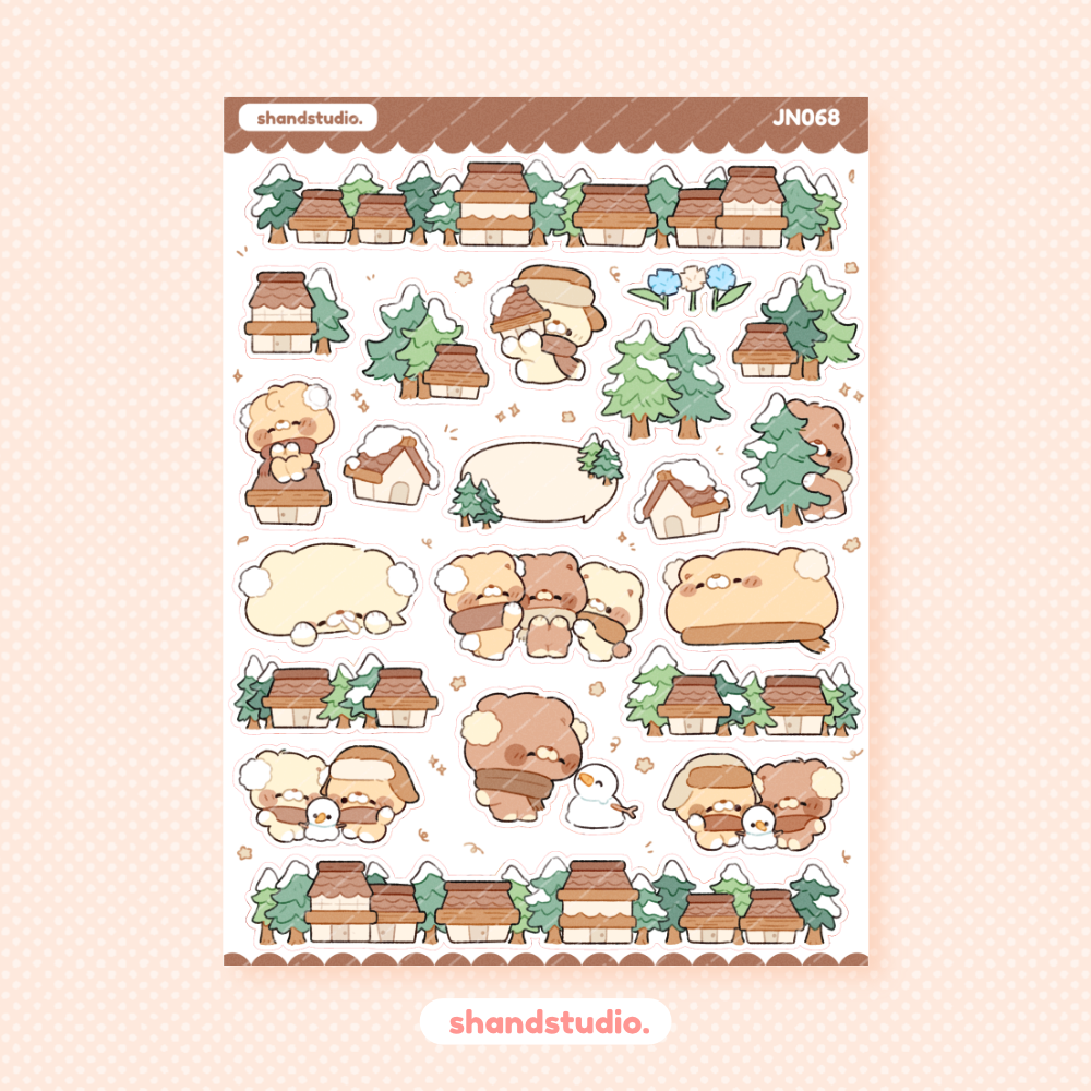 Snowy Cabins Sticker Sheet