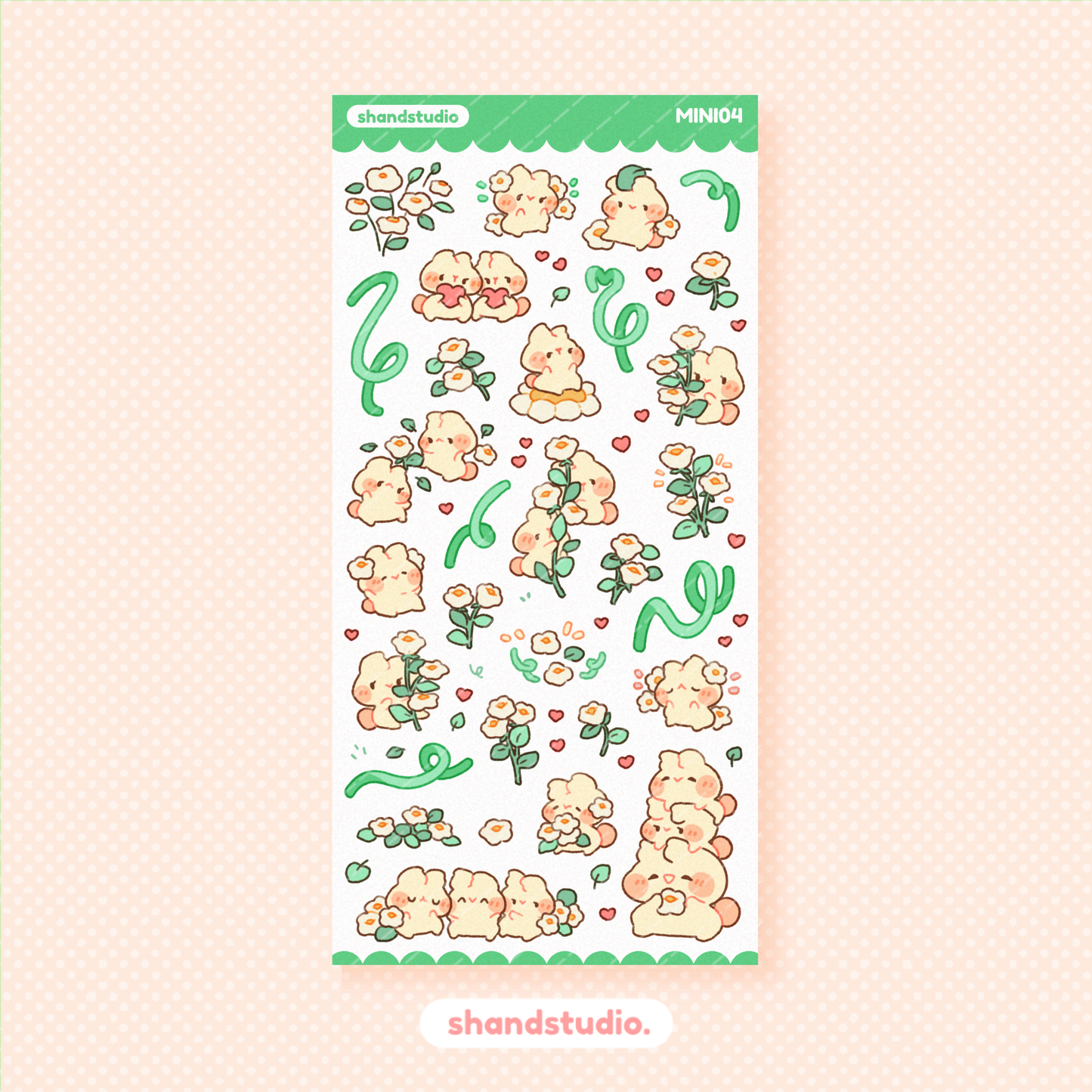 Flowers and Bunnies Mini Sticker Sheet