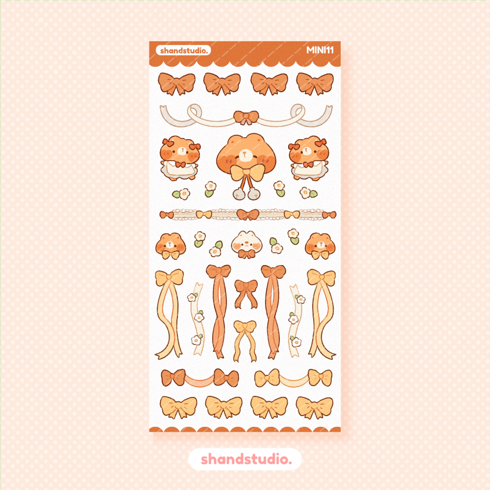 Cute Ribbons and Bears Mini Sticker Sheet