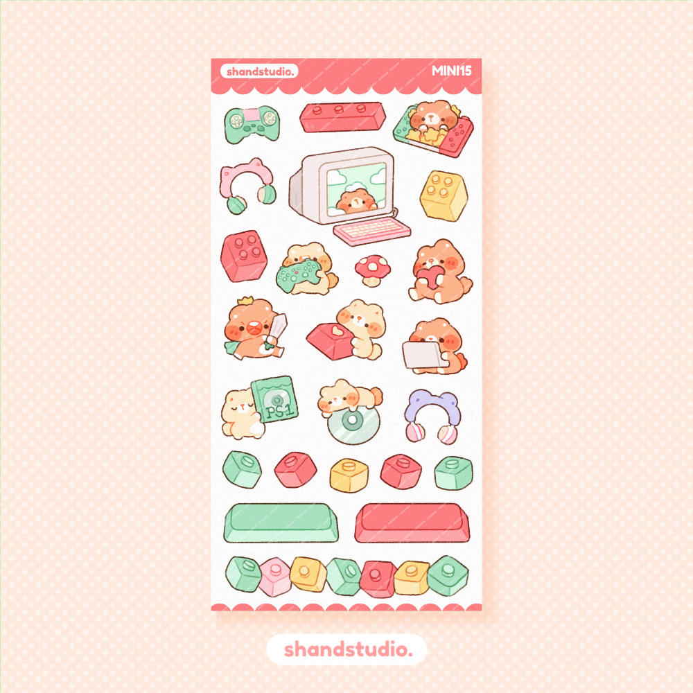 Gaming Bears Mini Sticker Sheet