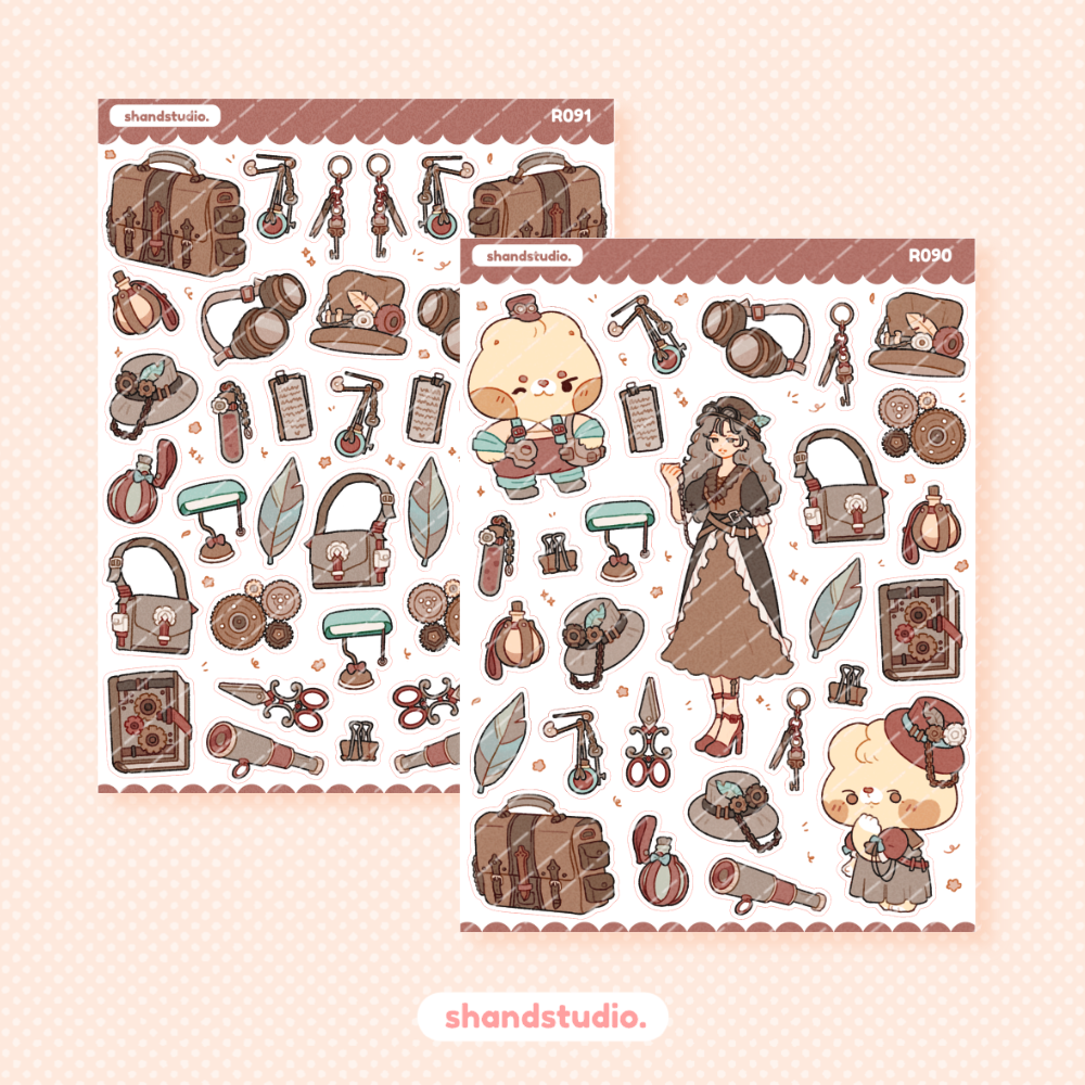 Lovely Steampunk Themed Sticker Sheet