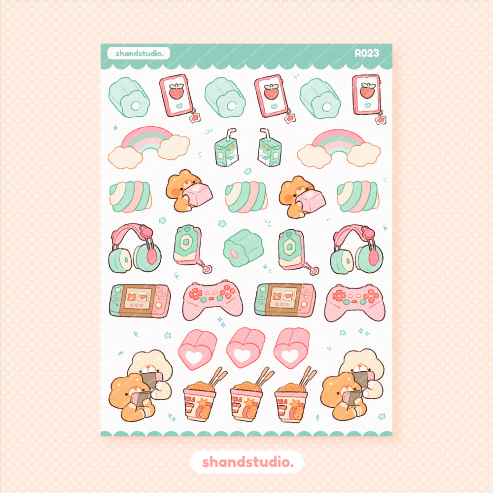 Cute Pastel Gaming Sticker Sheet