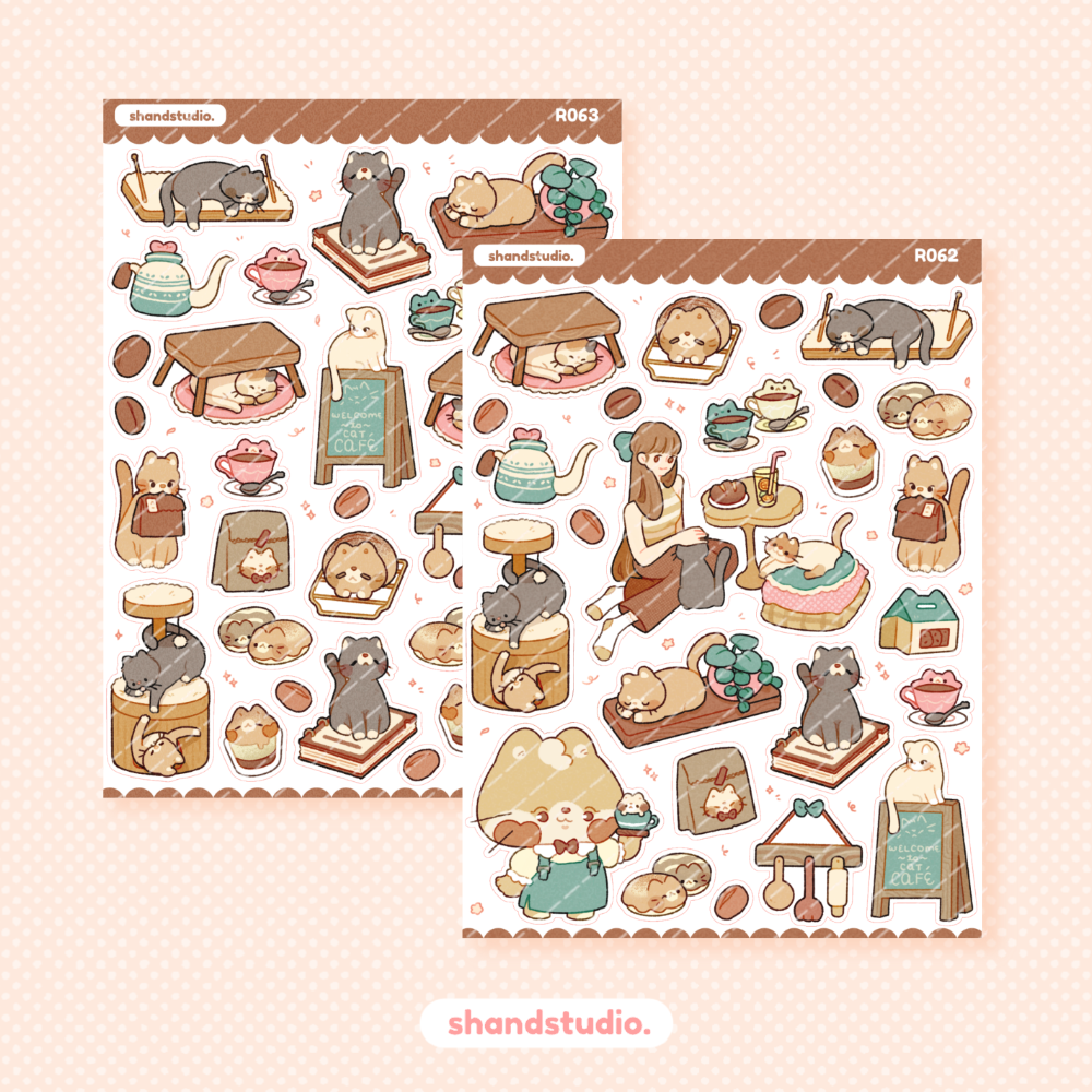 Cat Cafe Theme Sticker Sheet