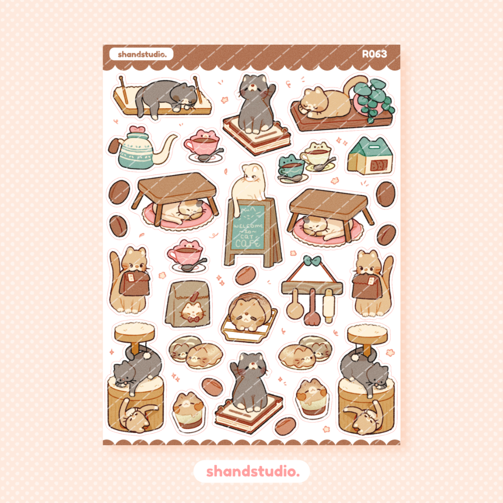 Cat Cafe Theme Sticker Sheet