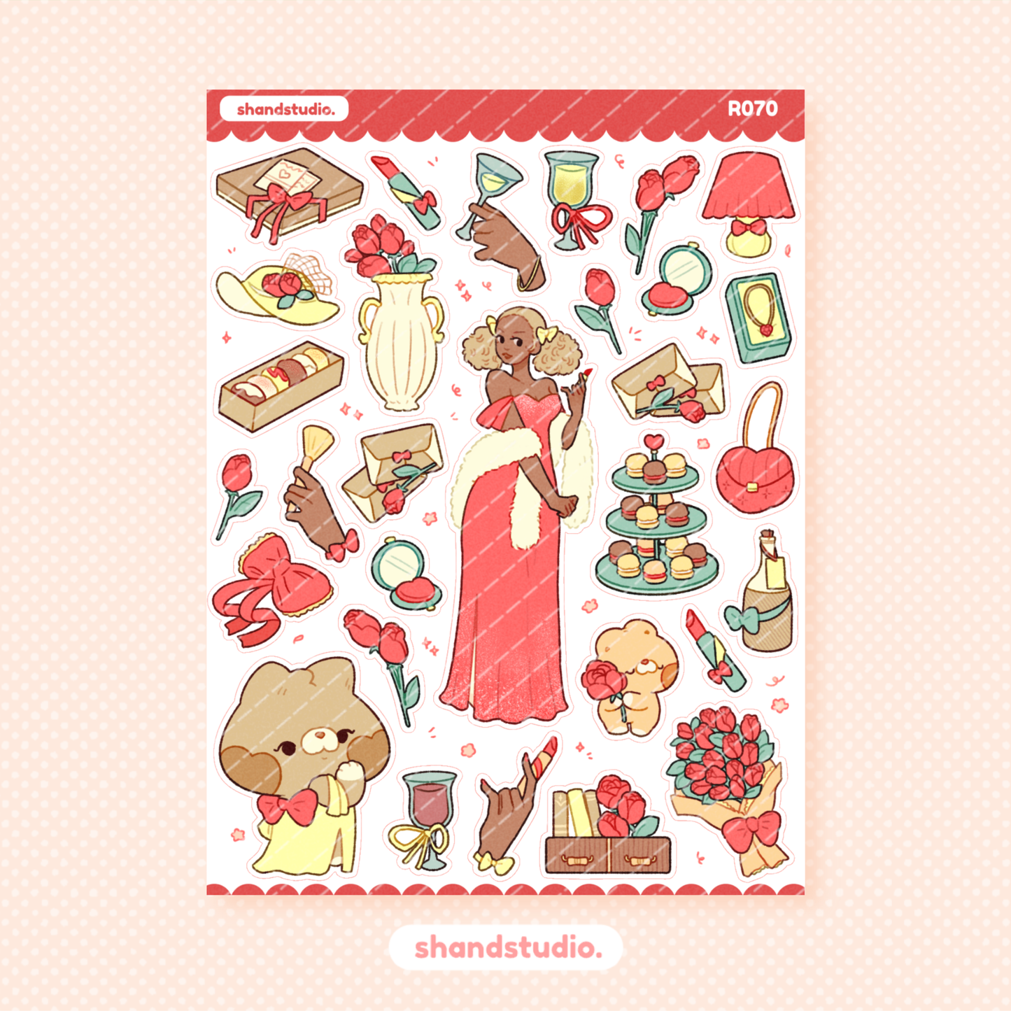 Fancy Red Evening Theme Sticker Sheet