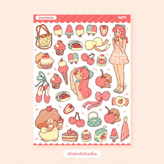 Cherry Summer Theme Sticker Sheet