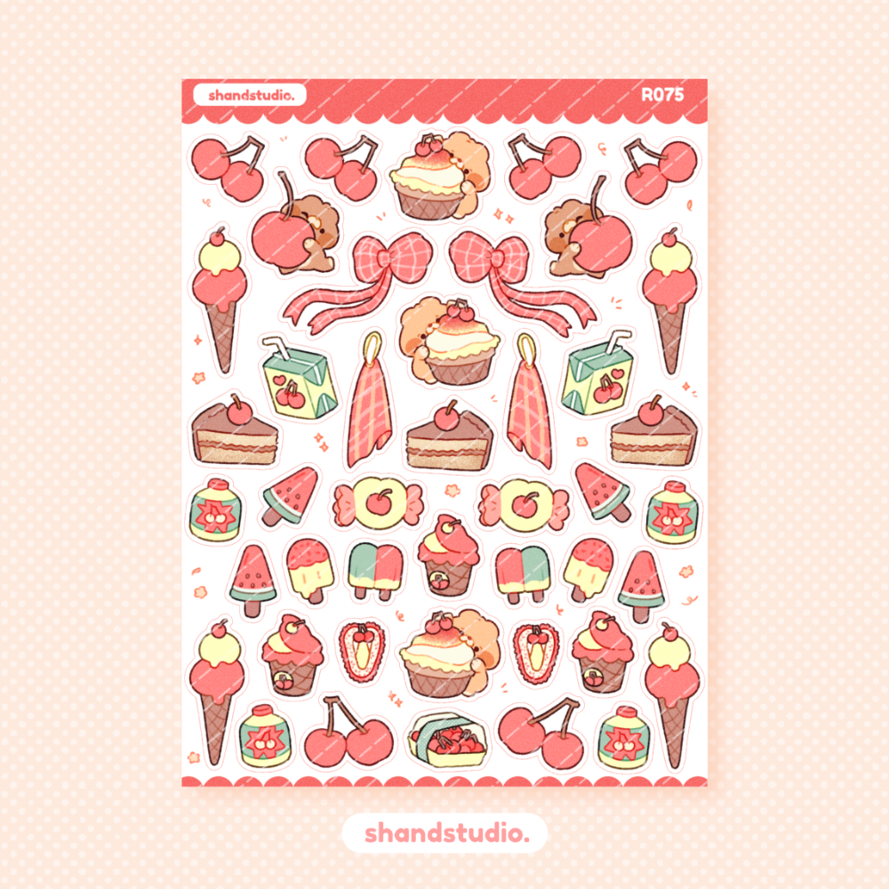 Cherry Summer Theme Sticker Sheet