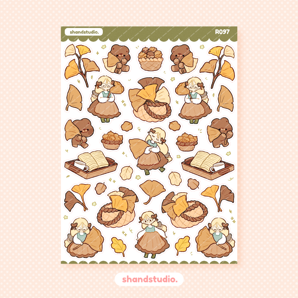 Ginko Leaves Theme Sticker Sheet