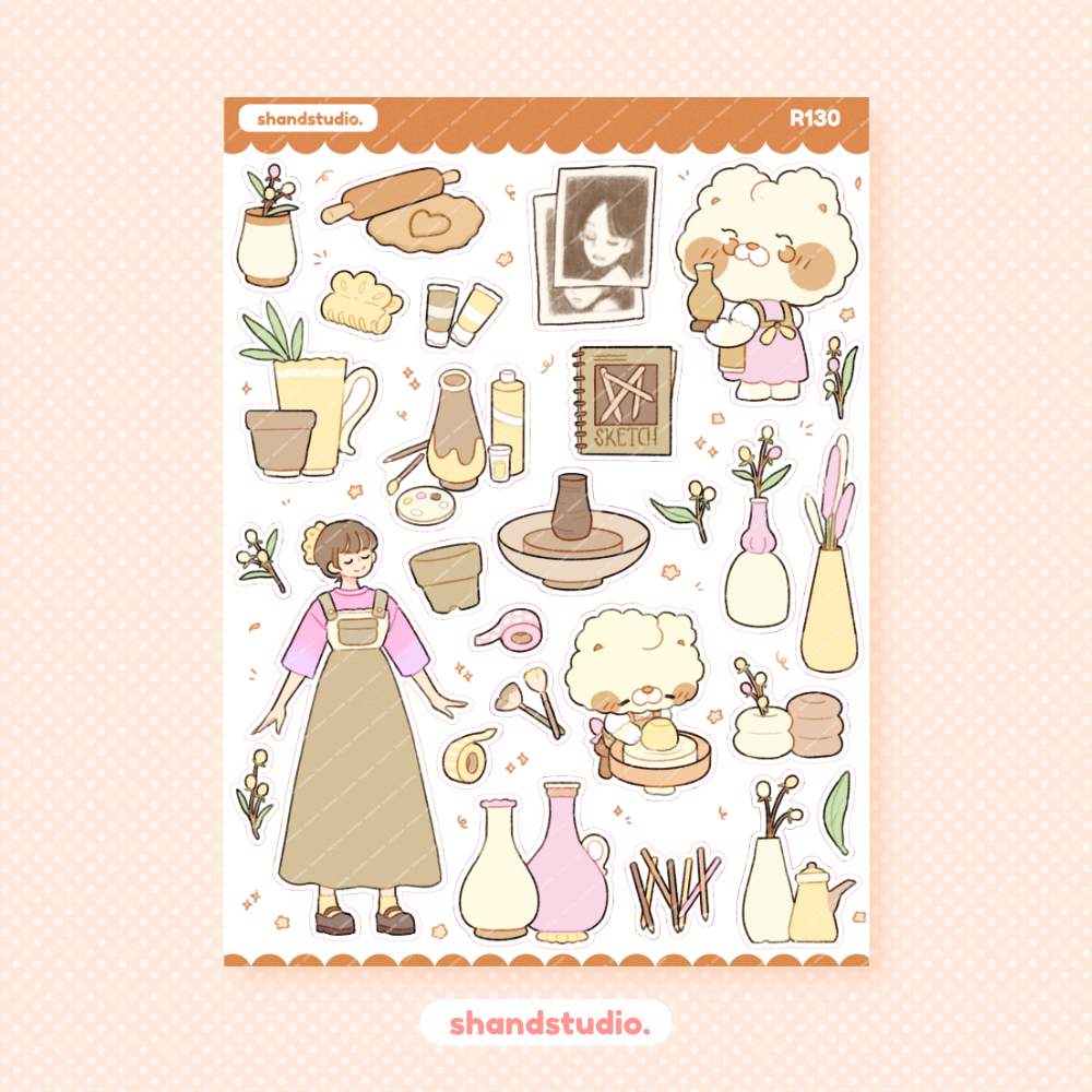Pottery Theme Sticker Sheet