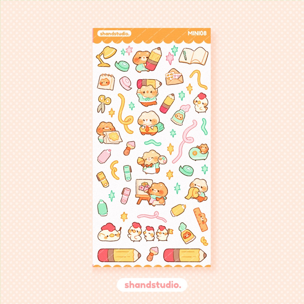 Tiny Bear Stationery Mini Sticker Sheet