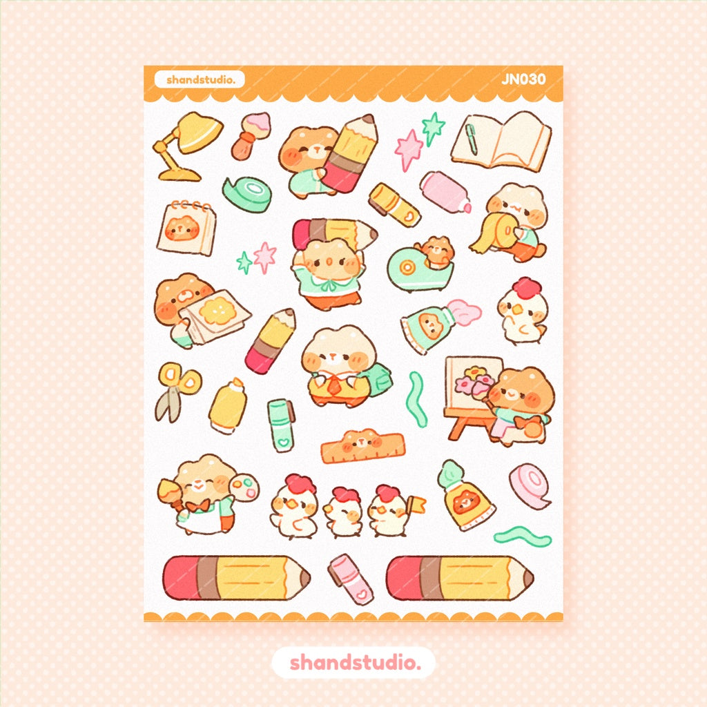 Tiny Bear Stationery Mini Sticker Sheet